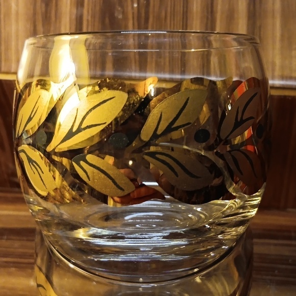 Vintage Federal gold leaf rolyvpoly glasses barware - Picture 3 of 4
